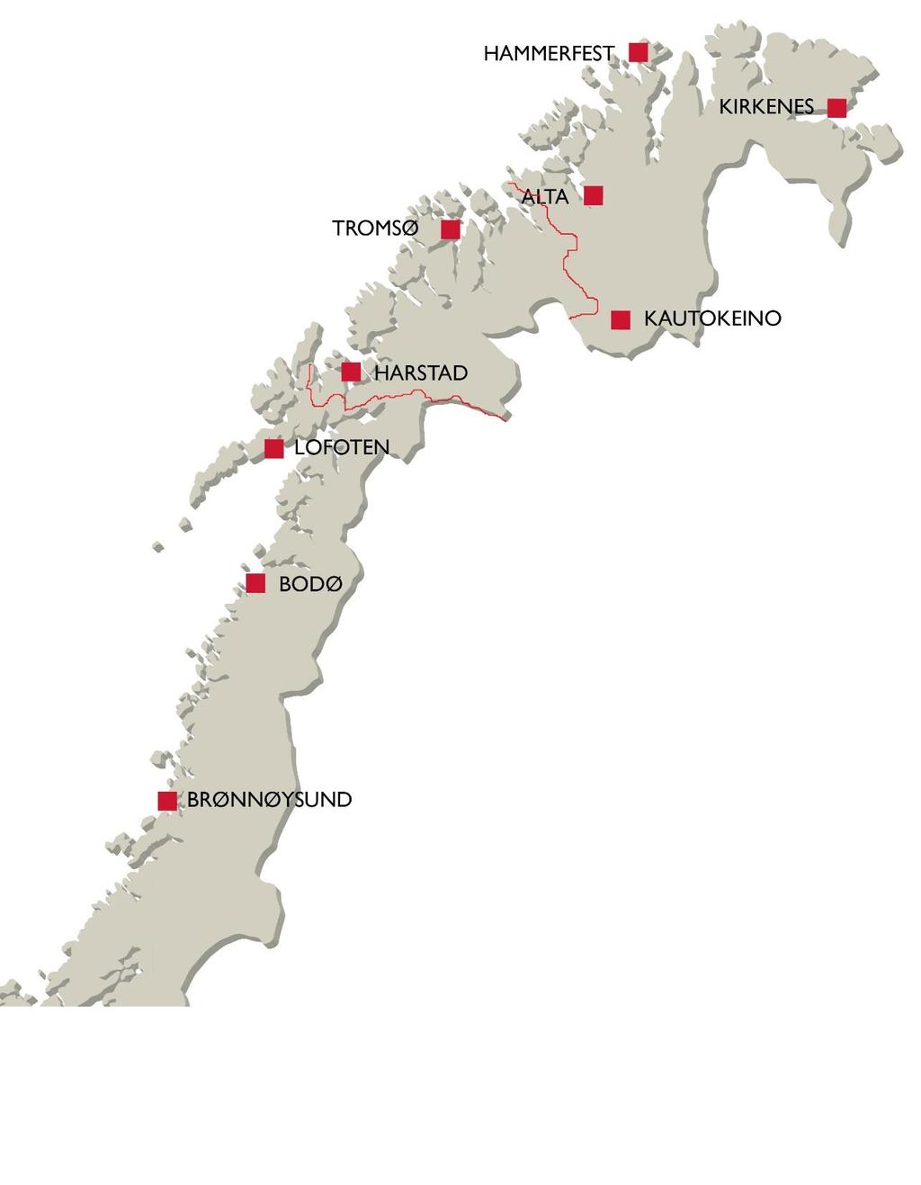 Henvisninger - Geografisk fordeling (1000 km sørover, 870 km østover)