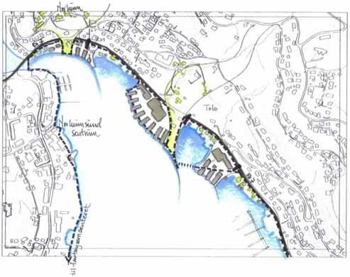 Kommunikasjon - Området frå Straumen til og med båthamna på Tolo kan leggjast til rette for gåande med strandveg/fortau og gode plassar ved sjøen.