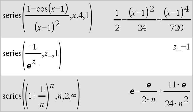 seqn() Katalog > u(n) for tilsvarende verdier av n ved hjelp av formel Uttr(u, n) og ListeMedInnlLedd, og returnerer resultatene som en liste.