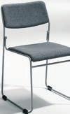 konferansestol med slitesterkt tekstilstoff og helsveiset understell. Kan stables for frigjøring av plass.