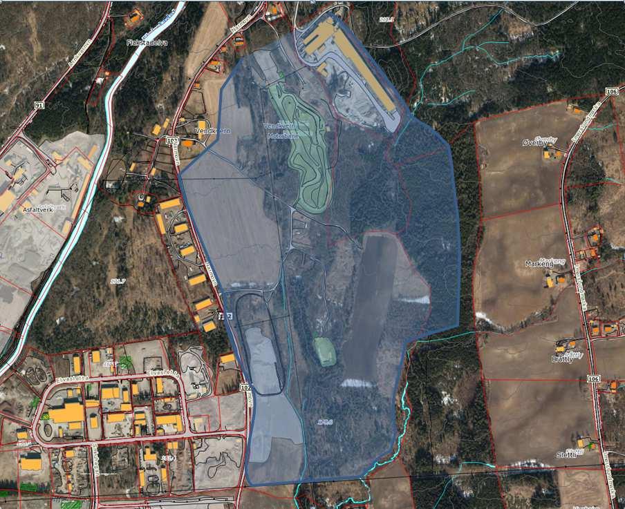 Kan Vendkvernområdet gi rom for nye arealkrevende virksomheter/utvidelse av Hamar næringspark? NVEs aktsomhetskart tilsier at det også her må tas høyde for at det kan være flomutsatt areal.