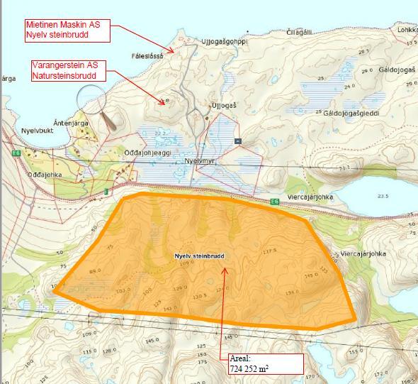 Side 14 av 22 Bakgrunn for saken Mietinen Maskin AS har uttaksrett fra FeFo og driver i dag bruddet som er lokalisert ved Nyelv kai og inn mot natursteinbruddet.