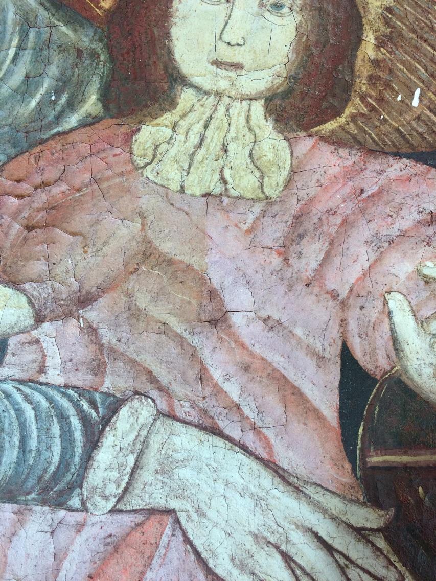 Figur 10 Utsnitt av Jesusbarnet under fjerning av ferniss.