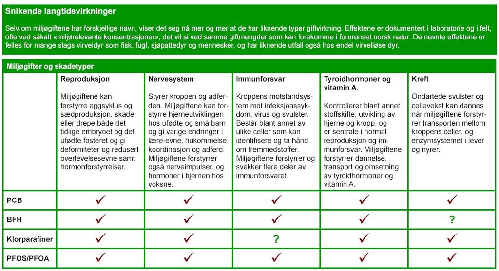 - Drivstoffrester. - Billakk; sinkaromat, blykromat og andre blyforbindelser, limonen. - Bromerte flammehemmere, i kretskort, setepolstring og plastdeksler.