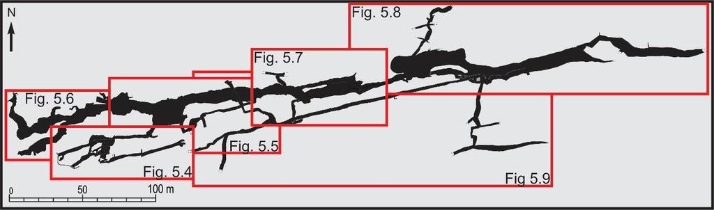 Kapittel 5 Resultat 5.2 Lapphullet Figur 5.3: For å beskrive Lapphullet har kartet blitt delt opp i syv blokker slik vist i denne figuren. 5.2.1 Øvre partiet Lapphullets inngang ligger langs den lokale grusveien som går opp til Reingardslivatnet.