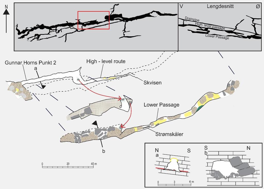 Kapittel 5 Resultat 5.2.4 «High-level route» Fra Hovedgangen går systemet over til et freatisk system i «High-level route».