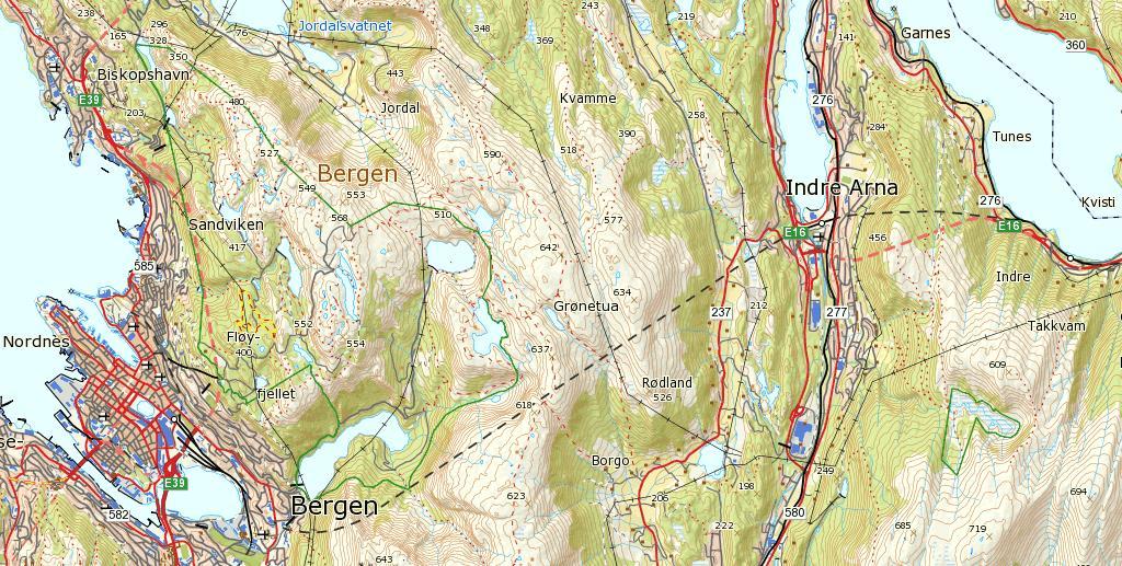 OMRÅDEBESKRIVELSE GENERELT Næringsområdet planlegges i Arnadalen, sør for Indre Arna i Bergen kommune.