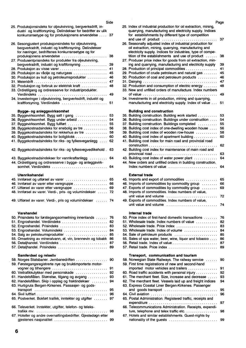 Side Page 25. Produksjonsindeks for oljeutvinning, bergverksdrift, industri og kraftforsyning. Delindekser for bedrifter av ulik 25.