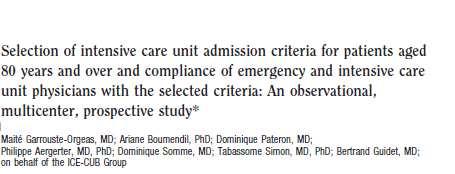 Crit Care Med 2009; 37:2919-2928 Kven av pasientar > 80 år hamnar på intensiv?