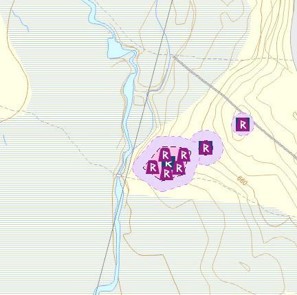 Aktuell trase for legging av kabel fra Holdøla er vist i figuren (rød).