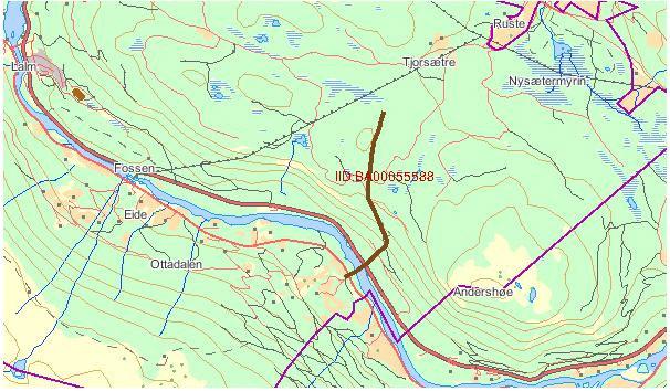 Kilder: Naturbase Beliggenhet: Lokaliteten ligger i Ottadalen ved Slettmo. Funksjon for vilt: Trekkveg for elg som krysser Otta nordvest for Slettmo og øst for Rustmo.