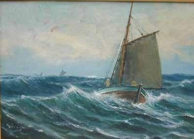 100) 1921 Fra Vestfjorden 27 x 40 cm 182 Olje på lerret, signert nede til venstre.