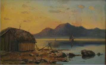 1908 Efter solnedgang 27 x 41 cm 213 Olje på lerret. Sign ntv.