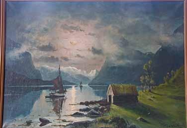 1927 Maaneskin i Storfjord, Søndmør 50 x 70 cm 277 Olje på lerret Signert og datert nede til