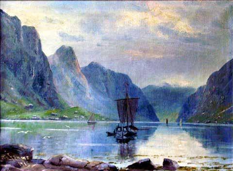 , Stavanger Svigermor arvet etter sine foreldre i 1978 1913 Sommerdag 34 x 48 cm Signatur nede til