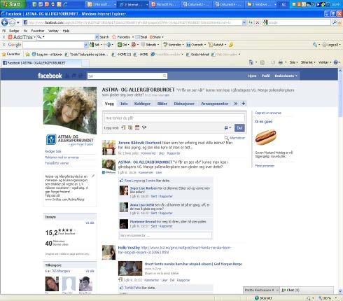 NYE SOSIALE MEDIER Facebook-siden vår heter: Astma- og Allergiforbundet Mer enn 5 000 tilhengere Livlig aktivitet
