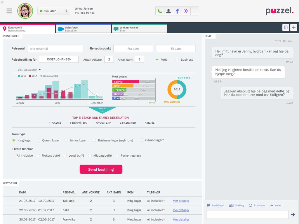 Integrert CRM som widget i sammen