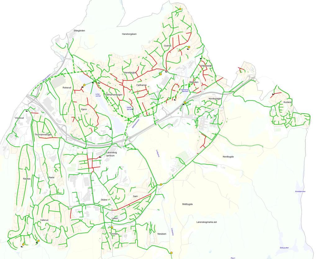 Utfordringer: Ledningsnett (80 km OV - 97 km SP - 13 km AF) 1. Trenger fornyelse, separering 2. Utett OV (tar inn vann og kloakk og forurenser ved utløp i vassdrag) 3.