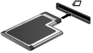 Sette inn ExpressCard-kort FORSIKTIG: For å unngå å skade datamaskinen og eksterne mediekort må du ikke sette inn et PCkort i et ExpressCard-spor.