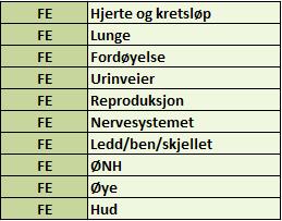 FE felles, ny gruppering Telemetrirapport Lunge Bronkoskopi notat Gastro Enteroskopi notat Gastro