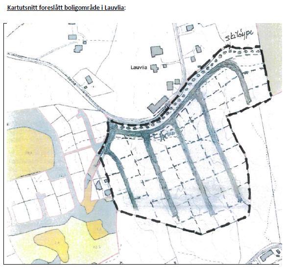 Kommuneplanens arealdel Planbeskrivelse 20 4.2.6 Boligområde Lauvlia øst I dette området er det hensynet til reduksjon av klimautslippene og en samordnet areal- og transportplanlegging som er problematisk.