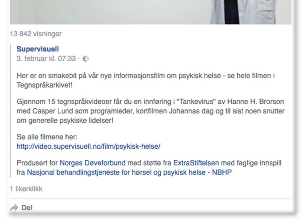 modellen), samt gitt konkret informasjon om å få hjelp. Samt opplyse om vanlige diagnoser, spesielt angst og depresjon.