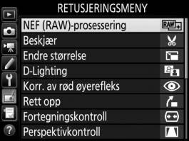 N Retusjeringsmenyen: Lage retusjerte kopier For å vise retusjeringsmenyen, trykker du på G og velger fanen N (retusjeringsmeny).