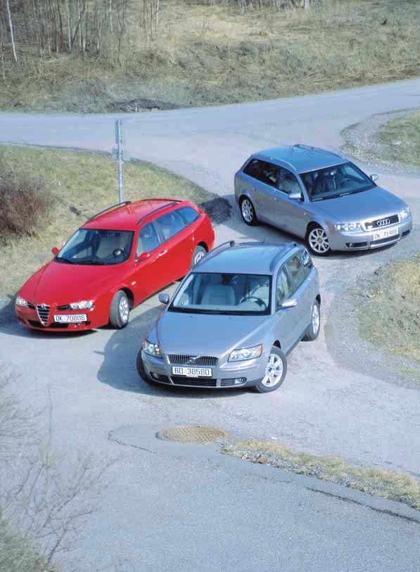 Volvo V50 møter Audi A4 Avant og Alfa 156 SportWagon: Snev av luksus på jobben BILtest Nr 404 Trygve Bæra Stasjonsvogner er viktige, mildt sagt, når vi snakker firmabiler.