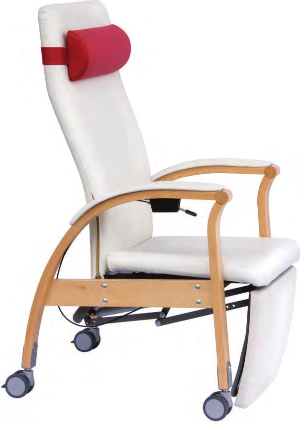 Ryggen og benstøtten på alle stolene er synkront justerbar med ca 50 til en hvileposisjon enten elektrisk eller manuelt med støttet av en gassfjær.