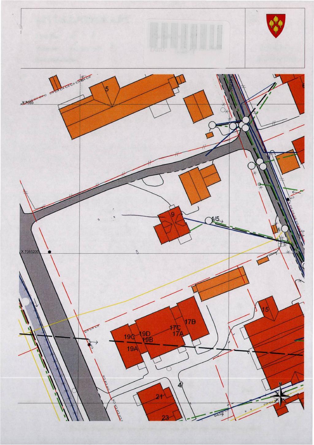 SITUASJONSKART Gnr/Bnr: 1V Adresse: Saksbehandler: 1111111,1 1 INDERØY KOMMUNE 5250 4/104 Offir 4/99 X 7085150.