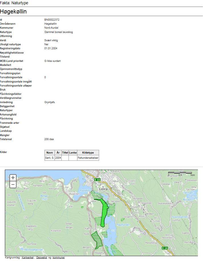 Eksempel på en mangelfull registrering: Nøyaktighet (stedkvalitet) Verdivurdering