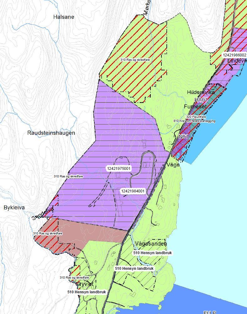 I sørvestre del av planområdet er det vist eit område med ras- og skredfare. Ved å gå inn på internettsida til Norges geologiske undersøkelse (www.ngu.