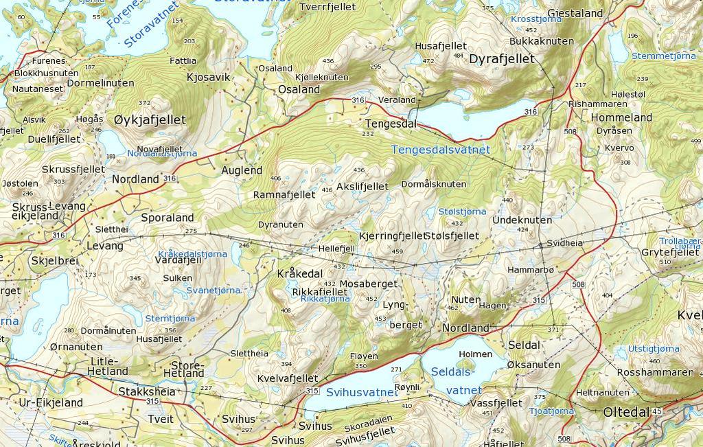 1.0 INNLEDNING Norsk Vind Energi AS planlegger å bygge ut Sandnes vindkraftverk i Sandnes kommune i Rogaland fylke. Vindkraftverket vil bli plassert like nord for Seldals og Svihusvatnet, se figur 1.