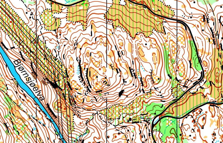 Se kartet nedenfor: Et strekk går over Storhaugen.