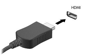 HDMI- Ved hjelp av HDMI-porten kan datamaskinen kobles til en eventuell bilde- eller lydenhet, for eksempel en HD-TV eller en annen kompatibel digital- eller lydkomponent.