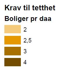 Arealforbruket er beregnet slik at atkomstveier, lekeplasser og intern infrastruktur omfattes, og dette vil også påvirke tetthetsverdiene.