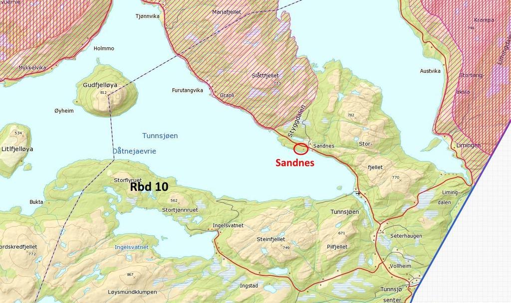 Figur 14. Sommer- og høstbeiter i Rbd 10 rundt hyttefeltet Sandnes.