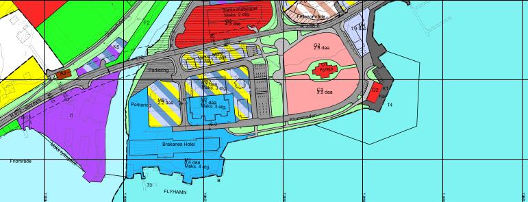 Nordplan side 12 Planprogam for detaljreguleringsplan for SeaWalk i Ulvikapollen Områder på land omfatter flerie ulike reguleringsplanar: Alternativ 1 ved Brakanes: Området er del av eldre