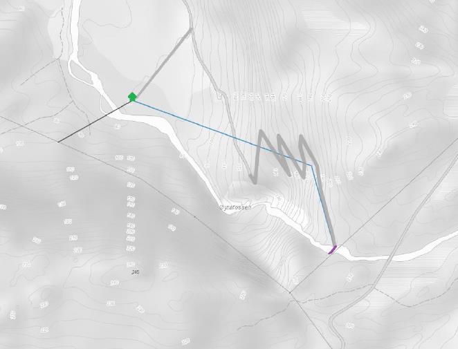 kraftverk (grønn markering på kartet er