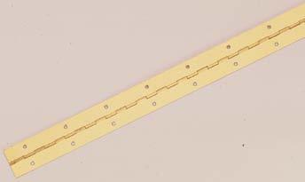 Spesialhengsel Pianohengsel AD 40 mm åpnet bredde Stolpelengde 15 mm Hullavstand 60,4 mm Lengde 3500 mm Hull ø 4,25 mm Materialtykkelse 0,7 mm 40 22 3,7 Materiale / overflate Bestillingsnr.