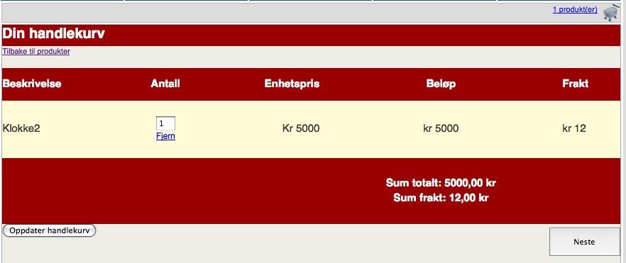 Fjerne produkt fra handlevogn Fjerne produkt fra handlevognen Kunde, gjest Bruker ønsker å slette produkt fra Handlevognen Postbetingelser Produktet slettes fra Handlevognen 1.