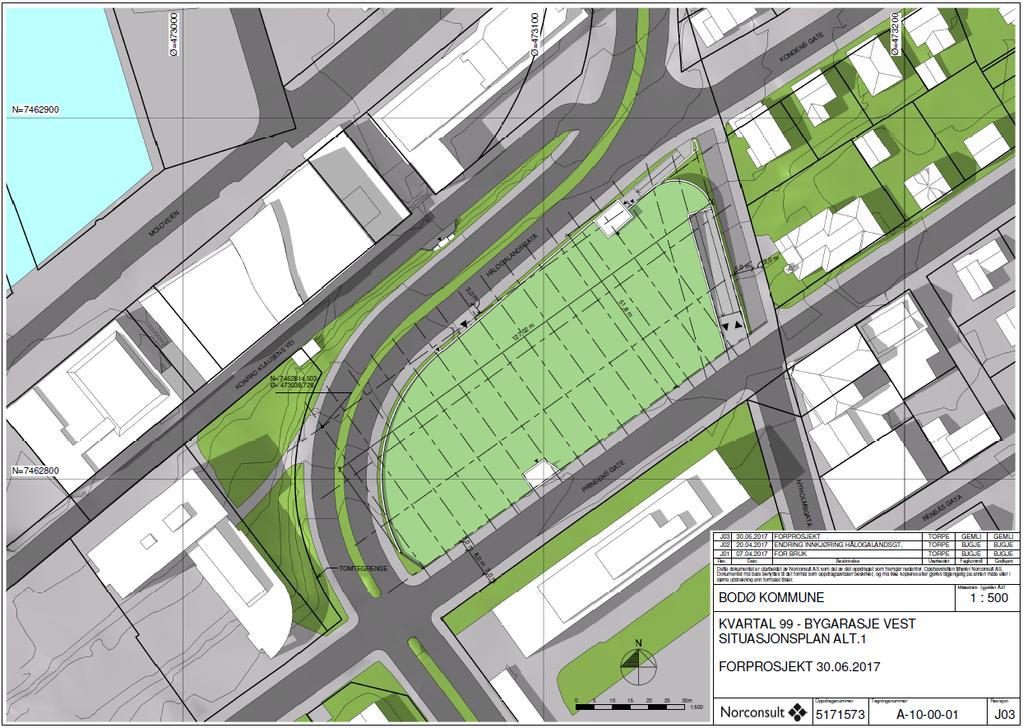 Detaljregulering kvartal 99, Bodø sentrum, plan ID 2016018 20 Fig. 8 Situasjonsplan (forprosjekt) Fig.
