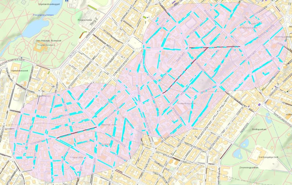 Innenfor en buffersone på 300 meter står det 2 942 biler parkert på