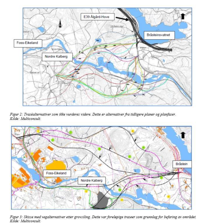 planprogrammet). Traseer som er silt bort i tidligere planfaser Traseer som ikke bygger opp under riksvegstandarden mht. kurvatur og direkte linjer (Se punkt 9.1.3 i planprogrammet).