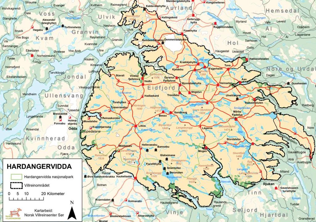 Villreinen sitt leveområde i