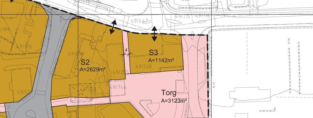 Figur 1: Utsnitt fra planforslaget utlagt til offentlig ettersyn. Statens vegvesen fremmet innsigelse til stenging av Randabergveien foran kirken.