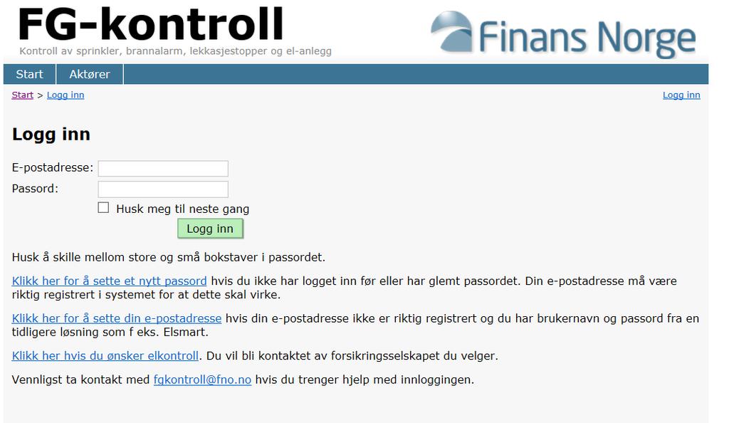 Innlogging Ved førstegangs innlogging må funksjonen Klikk her for å