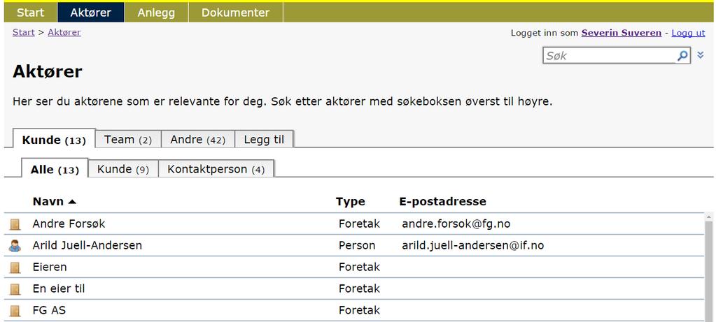 Innlogget som kontrollør Når kontrollørene er logget inn vil deres skjermvisning være som vist under.