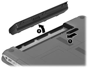 Ta batteriet ut FORSIKTIG: Du kan miste data hvis du tar ut et batteri som er datamaskinens eneste strømkilde.