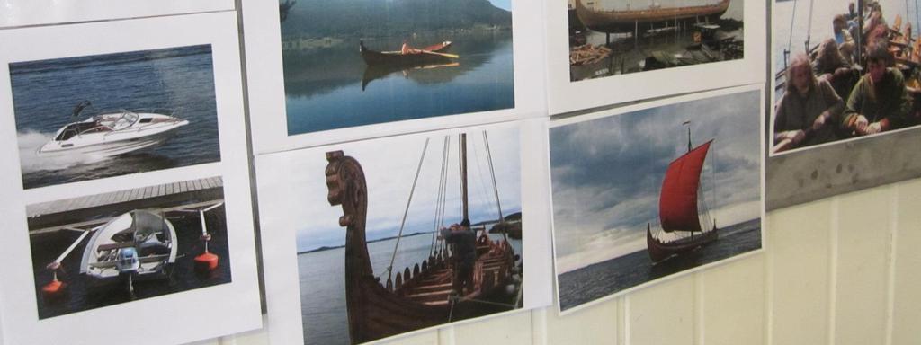 ulike bilder av vikingskip og vikinghus og vi